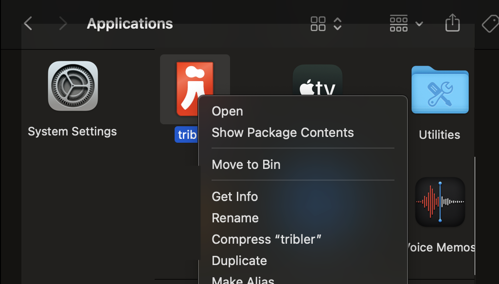 MacOS Open Context Menu